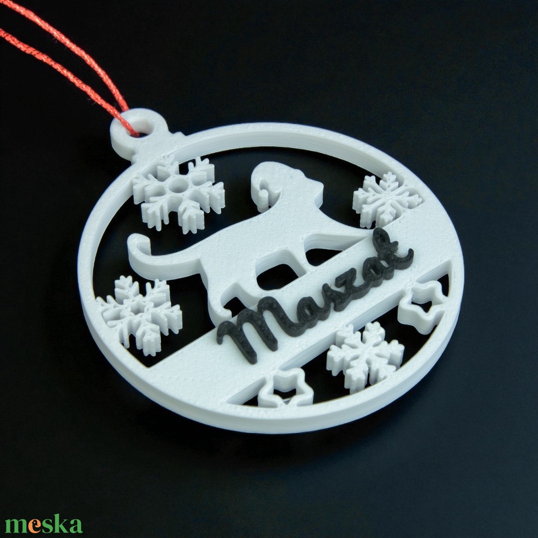 Mancs, névre szóló cicás karácsonyfadísz - Stílus 6 - karácsony - karácsonyi lakásdekoráció - karácsonyfadíszek - Meska.hu