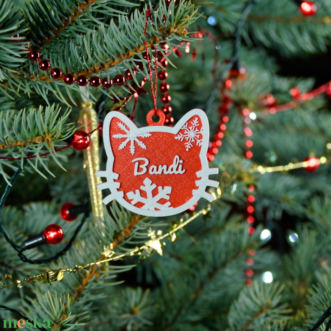 Téli Dorombolás, névre szóló cicás karácsonyfadísz - Stílus 1 - karácsony - karácsonyi lakásdekoráció - karácsonyfadíszek - Meska.hu