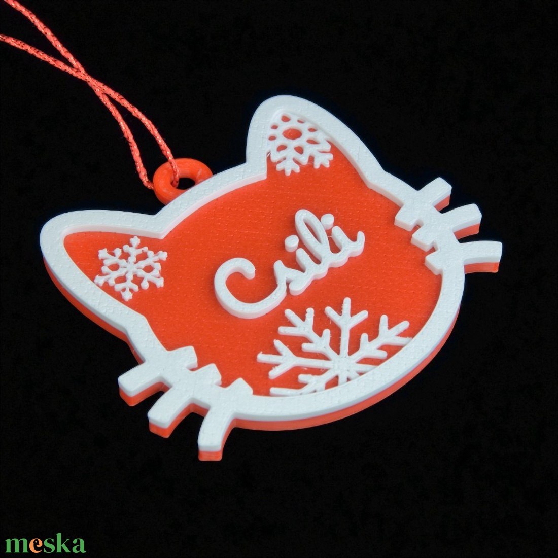 Téli Dorombolás, névre szóló cicás karácsonyfadísz - Stílus 2 - karácsony - karácsonyi lakásdekoráció - karácsonyfadíszek - Meska.hu