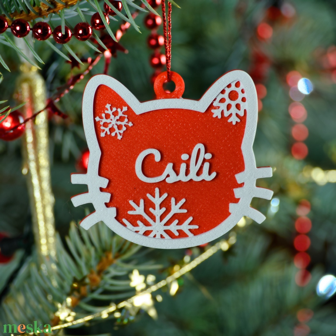 Téli Dorombolás, névre szóló cicás karácsonyfadísz - Stílus 2 - karácsony - karácsonyi lakásdekoráció - karácsonyfadíszek - Meska.hu
