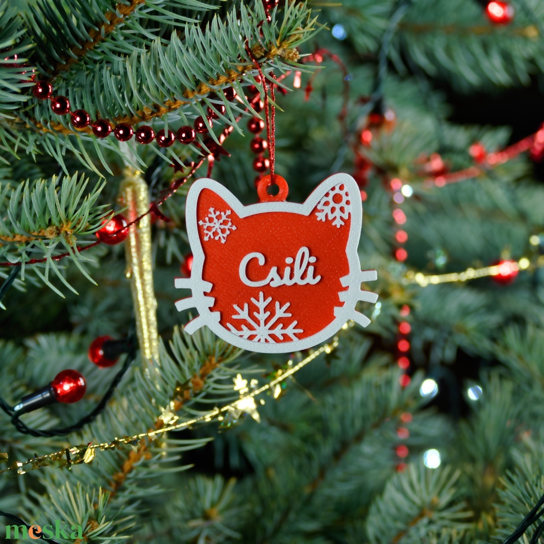 Téli Dorombolás, névre szóló cicás karácsonyfadísz - Stílus 2 - karácsony - karácsonyi lakásdekoráció - karácsonyfadíszek - Meska.hu