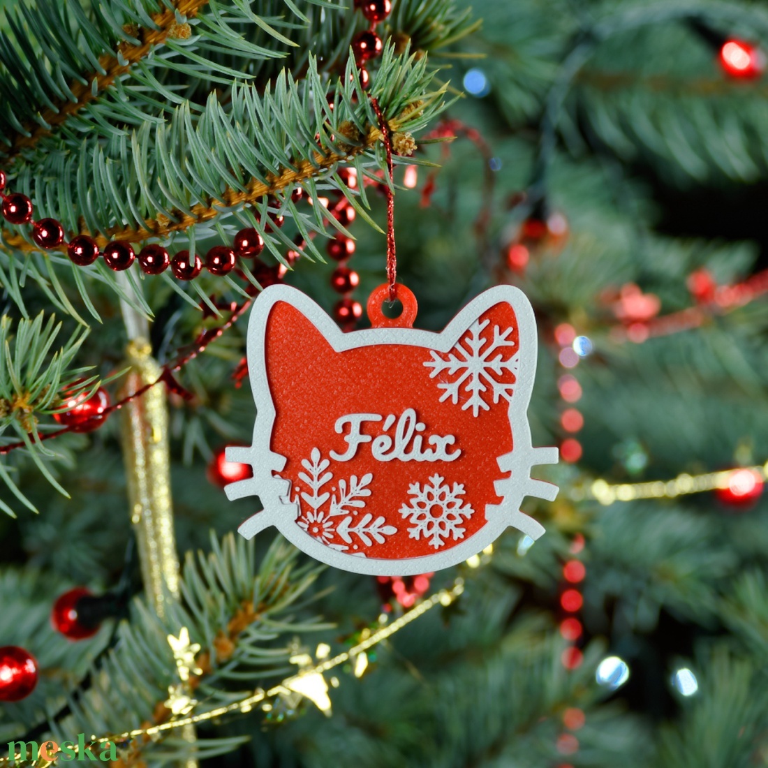 Téli Dorombolás, névre szóló cicás karácsonyfadísz - Stílus 4 - karácsony - karácsonyi lakásdekoráció - karácsonyfadíszek - Meska.hu