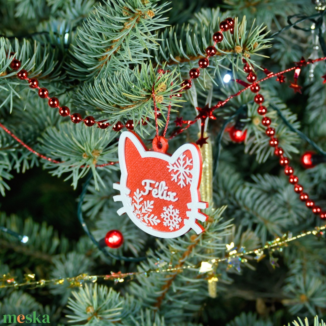 Téli Dorombolás, névre szóló cicás karácsonyfadísz - Stílus 4 - karácsony - karácsonyi lakásdekoráció - karácsonyfadíszek - Meska.hu