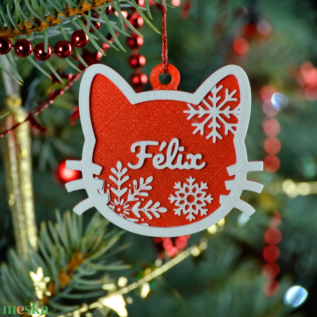 Téli Dorombolás, névre szóló cicás karácsonyfadísz - Stílus 4 - karácsony - karácsonyi lakásdekoráció - karácsonyfadíszek - Meska.hu