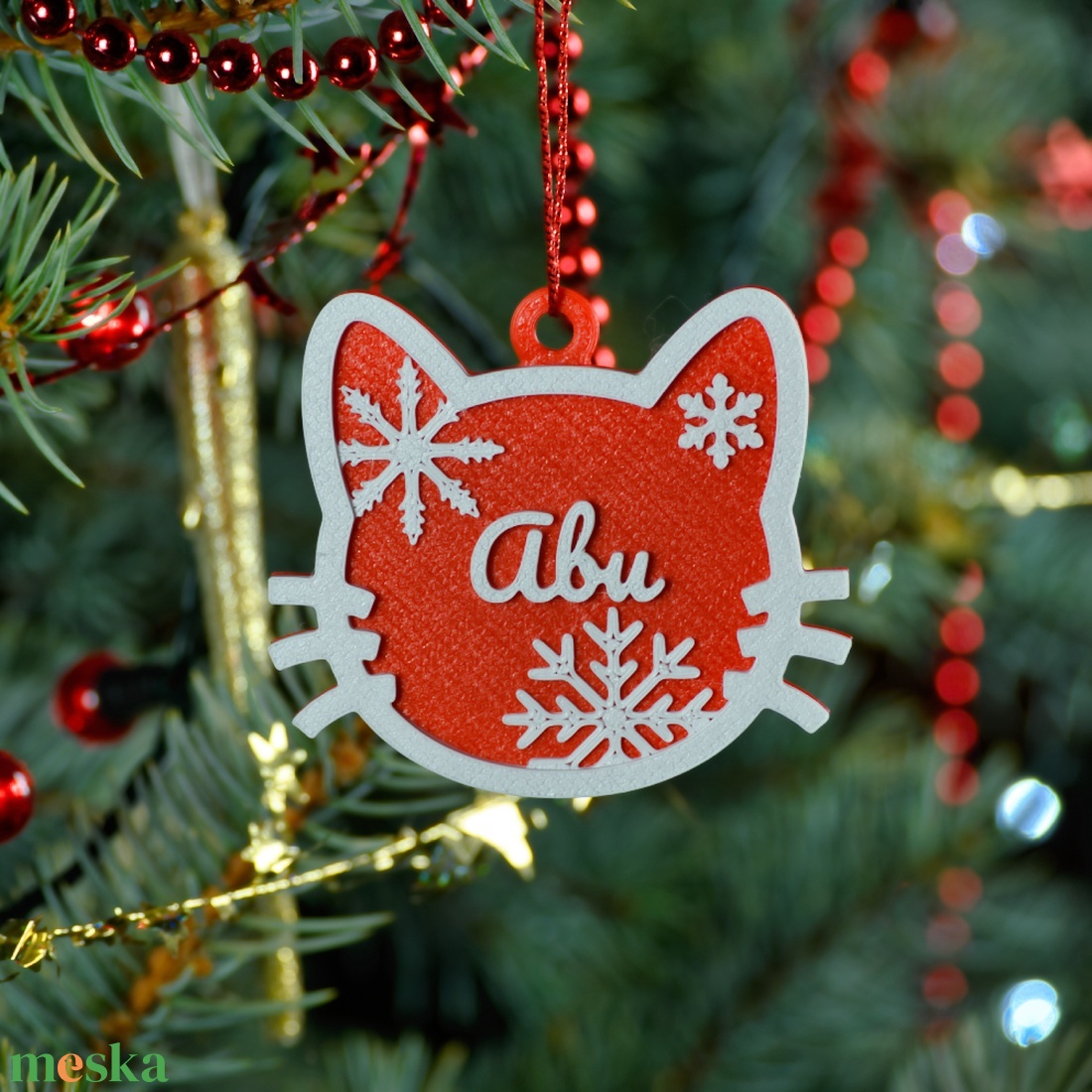 Téli Dorombolás, névre szóló cicás karácsonyfadísz - Stílus 5 - karácsony - karácsonyi lakásdekoráció - karácsonyfadíszek - Meska.hu