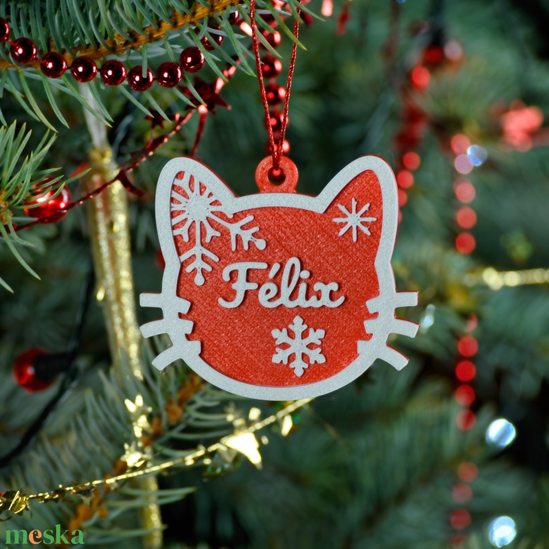 Téli Dorombolás, névre szóló cicás karácsonyfadísz - Stílus 6 - karácsony - karácsonyi lakásdekoráció - karácsonyfadíszek - Meska.hu