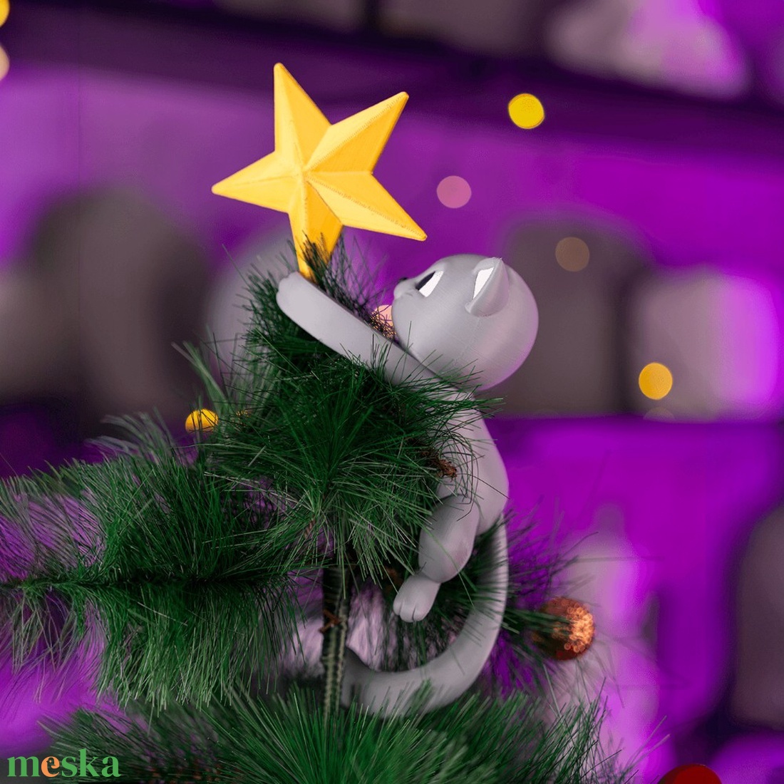 Karácsonyi cicás csúcstámadás - karácsony - mikulás - mikulás beltéri dekoráció - Meska.hu