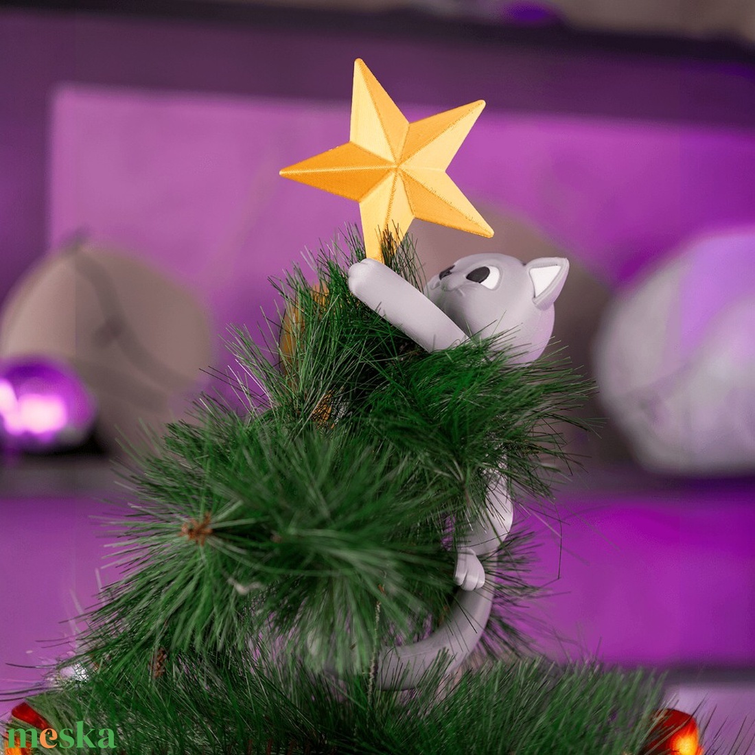 Karácsonyi cicás csúcstámadás - karácsony - mikulás - mikulás beltéri dekoráció - Meska.hu
