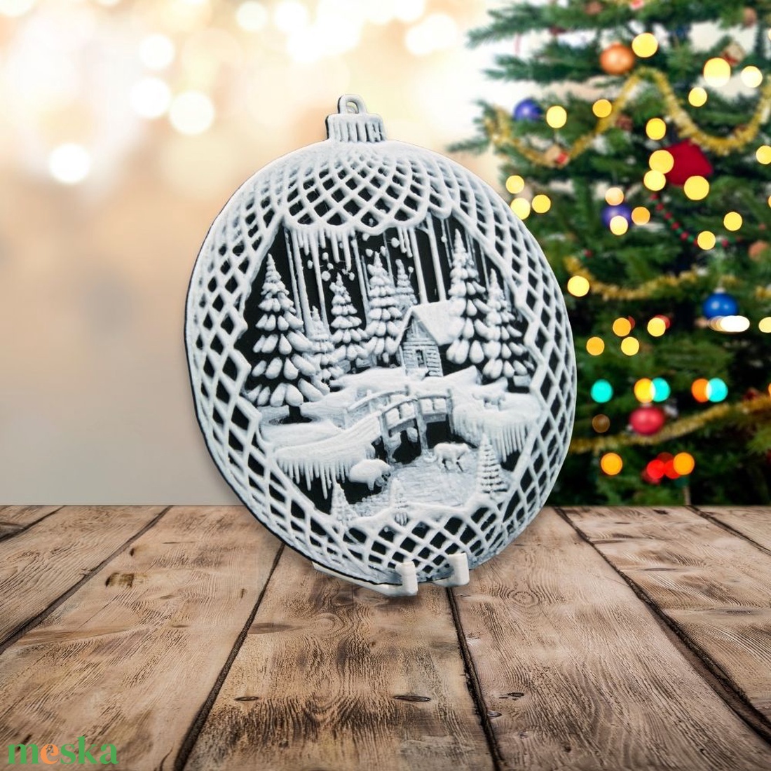 Havas Menedék  Hueforge karácsonyfadísz - karácsony - karácsonyi lakásdekoráció - karácsonyfadíszek - Meska.hu