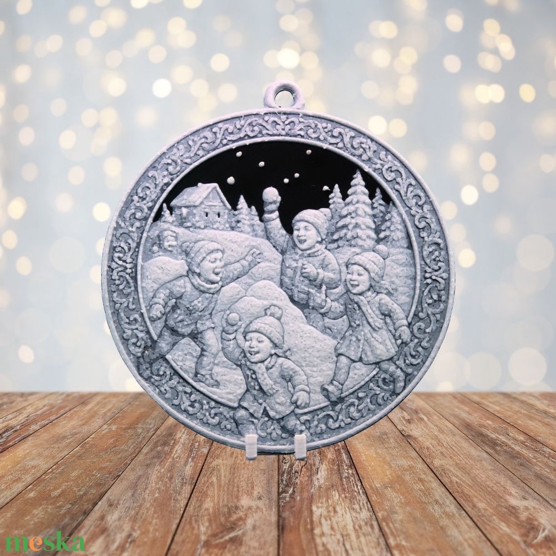 Hógolyócsata  Hueforge karácsonyfadísz - karácsony - karácsonyi lakásdekoráció - karácsonyfadíszek - Meska.hu