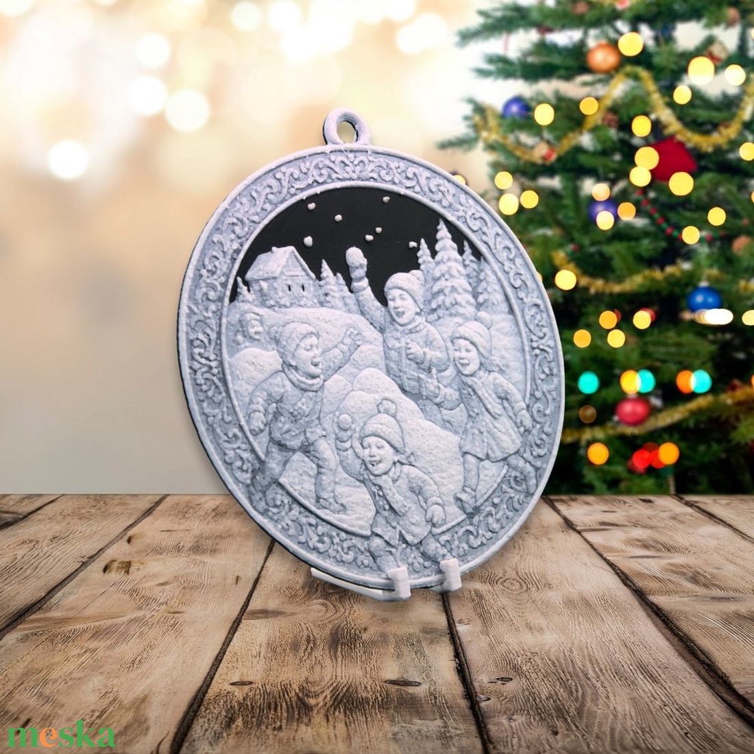 Hógolyócsata  Hueforge karácsonyfadísz - karácsony - karácsonyi lakásdekoráció - karácsonyfadíszek - Meska.hu