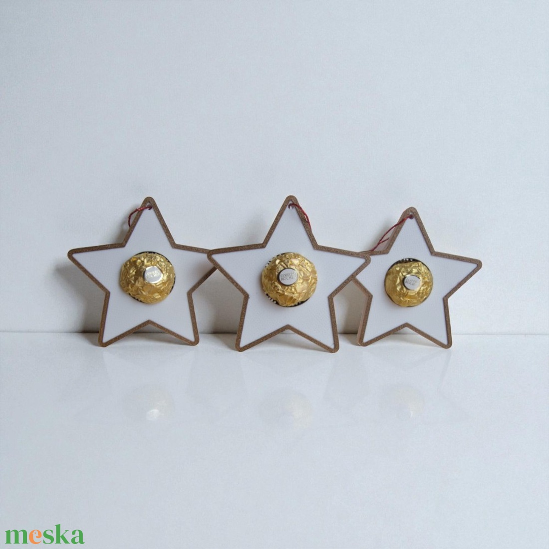 Édes Csillag  Karácsonyfadísz Ferrero Rocher-rel - karácsony - karácsonyi lakásdekoráció - karácsonyfadíszek - Meska.hu