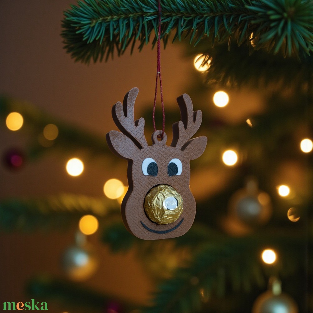 Mókás rénszarvas � Karácsonyfadísz Ferrero Rocher-rel - karácsony - karácsonyi lakásdekoráció - karácsonyfadíszek - Meska.hu