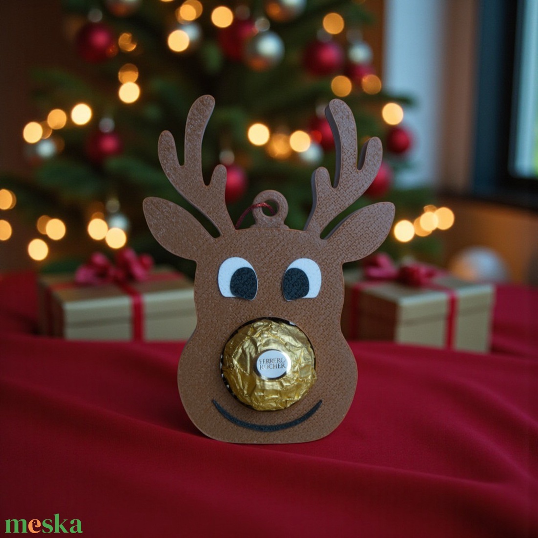 Mókás rénszarvas � Karácsonyfadísz Ferrero Rocher-rel - karácsony - karácsonyi lakásdekoráció - karácsonyfadíszek - Meska.hu