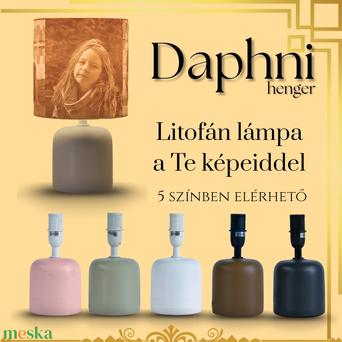 Daphni egyedi fényképes lámpa - Henger - otthon & életmód - lámpa - asztali lámpa - Meska.hu