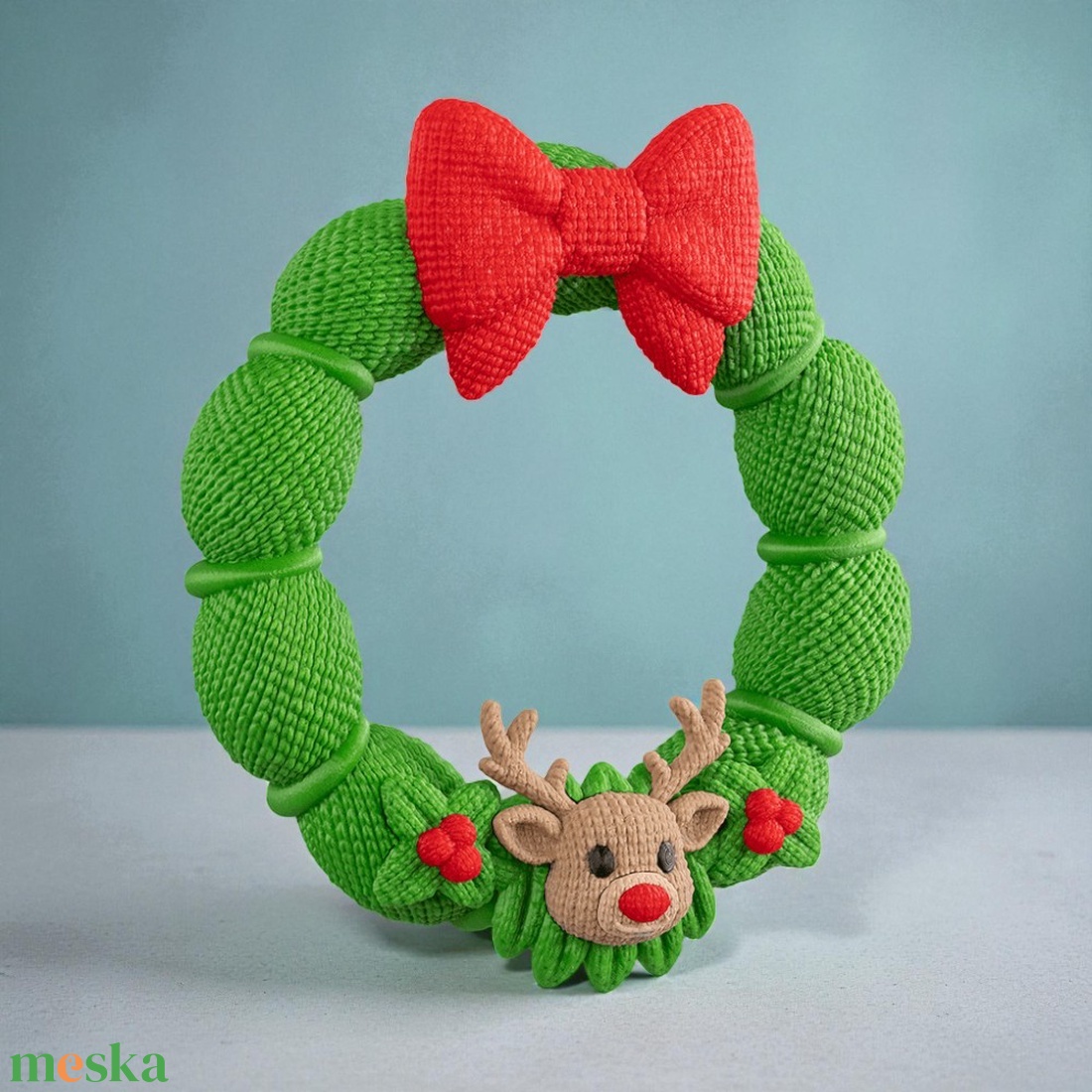 Kötött Rudolf Karácsonyi Ajtókoszorú - karácsony - karácsonyi lakásdekoráció - karácsonyi ajtódíszek - Meska.hu