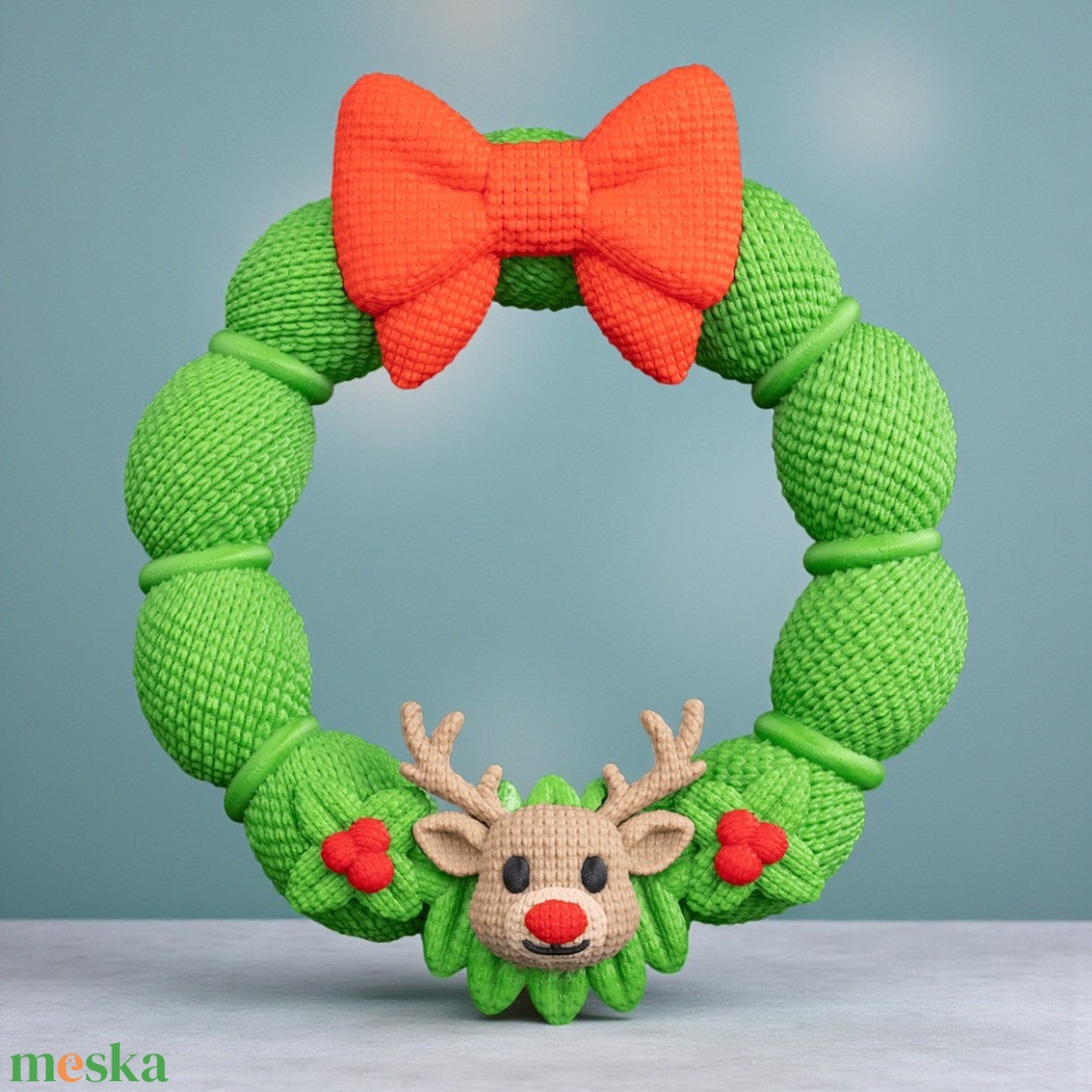 Kötött Rudolf Karácsonyi Ajtókoszorú - karácsony - karácsonyi lakásdekoráció - karácsonyi ajtódíszek - Meska.hu