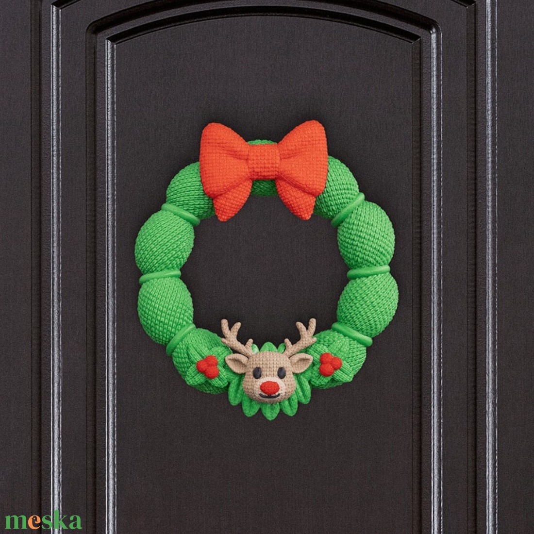 Kötött Rudolf Karácsonyi Ajtókoszorú - karácsony - karácsonyi lakásdekoráció - karácsonyi ajtódíszek - Meska.hu