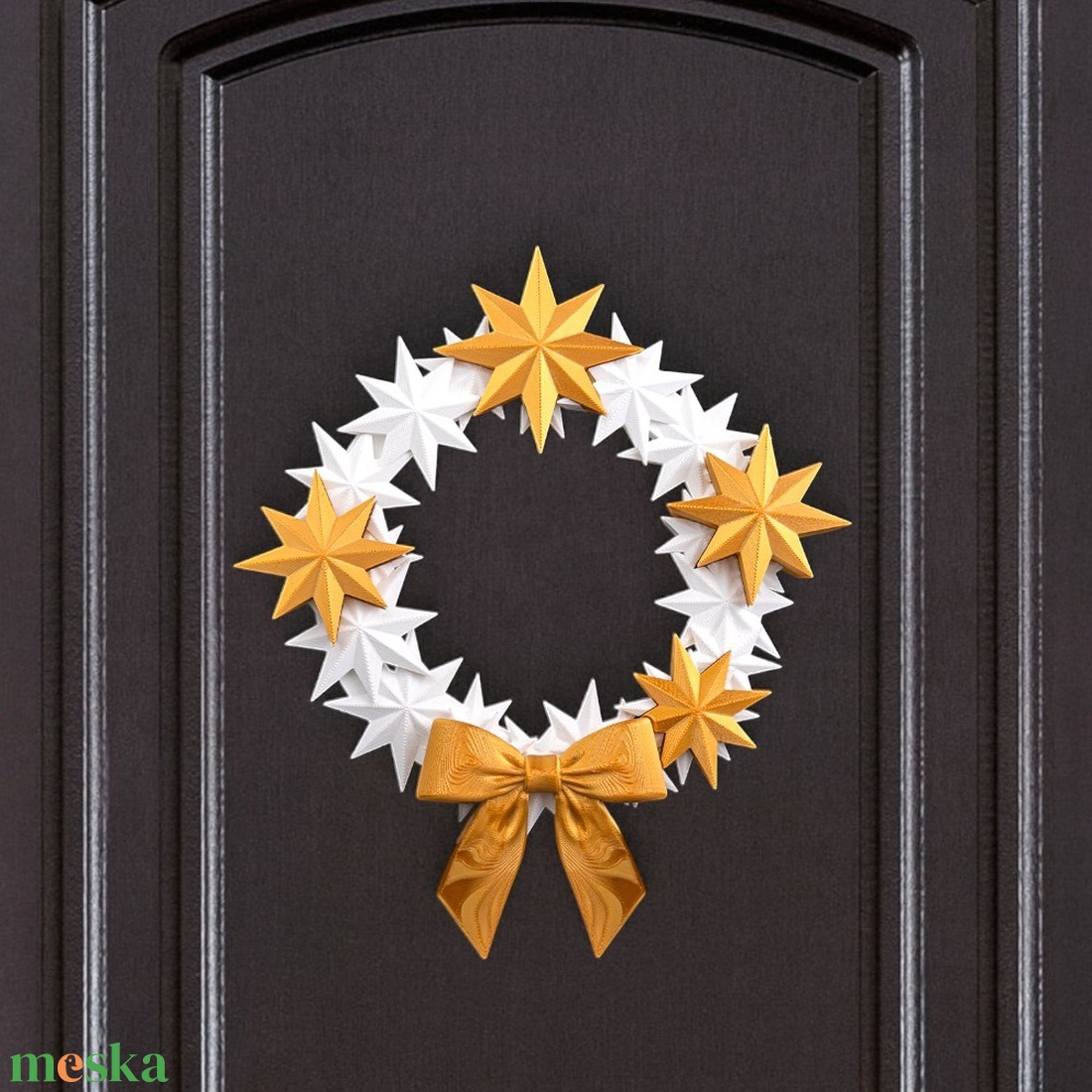 Arany Csillagfény Karácsonyi Ajtódísz - karácsony - karácsonyi lakásdekoráció - karácsonyi ajtódíszek - Meska.hu