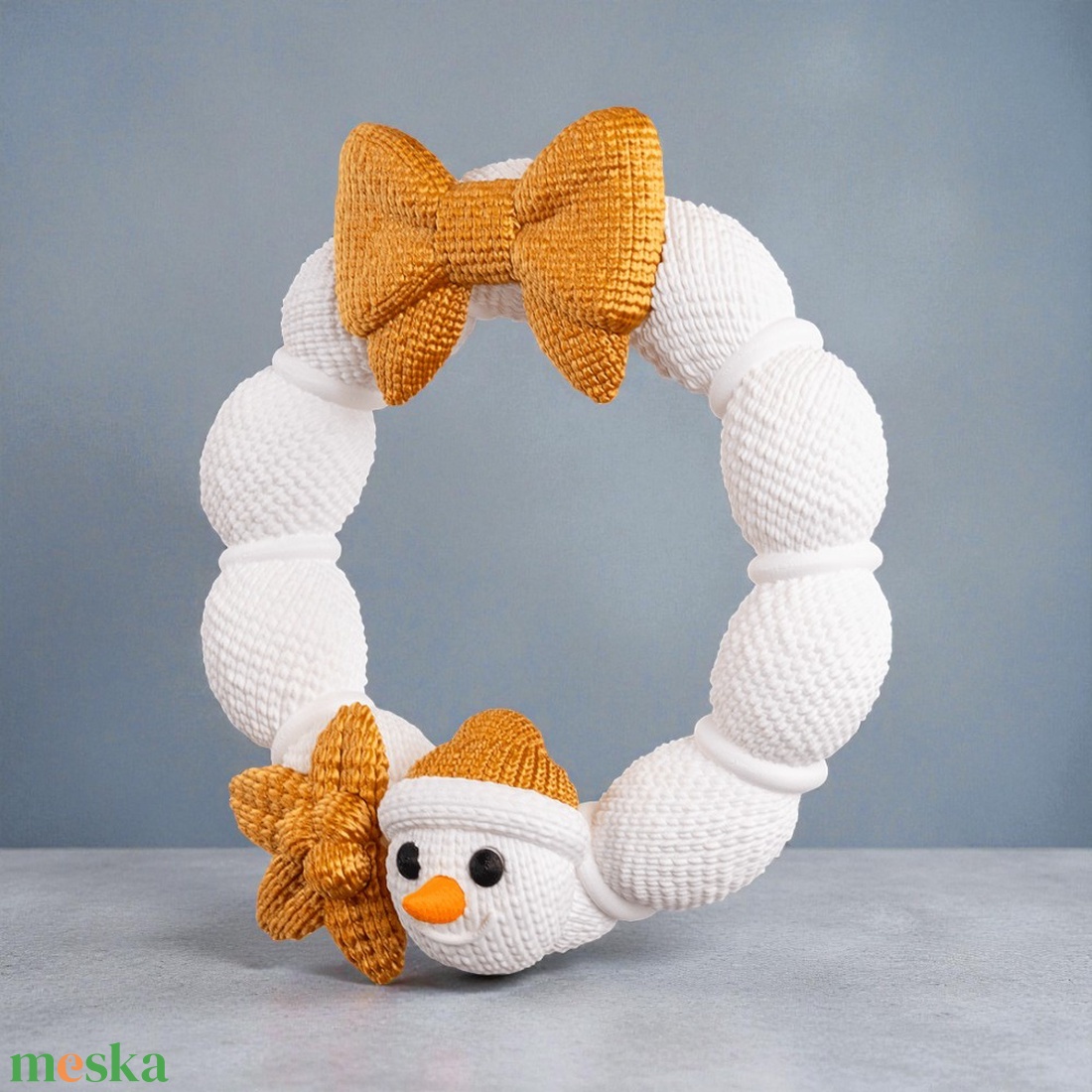 Kötött Hóember Karácsonyi Ajtódísz - karácsony - karácsonyi lakásdekoráció - karácsonyi ajtódíszek - Meska.hu