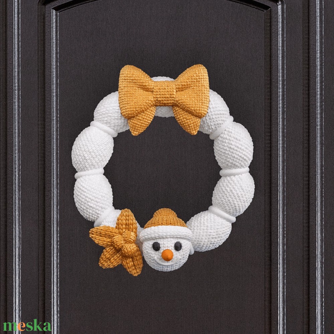 Kötött Hóember Karácsonyi Ajtódísz - karácsony - karácsonyi lakásdekoráció - karácsonyi ajtódíszek - Meska.hu