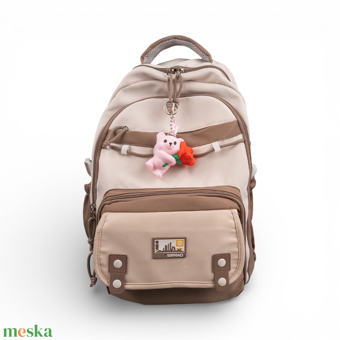 Rózsás Szeretet Maci Kulcstartó Személyre Szabott Kezdőbetűvel - táska & tok - kulcstartó & táskadísz - kulcstartó - Meska.hu