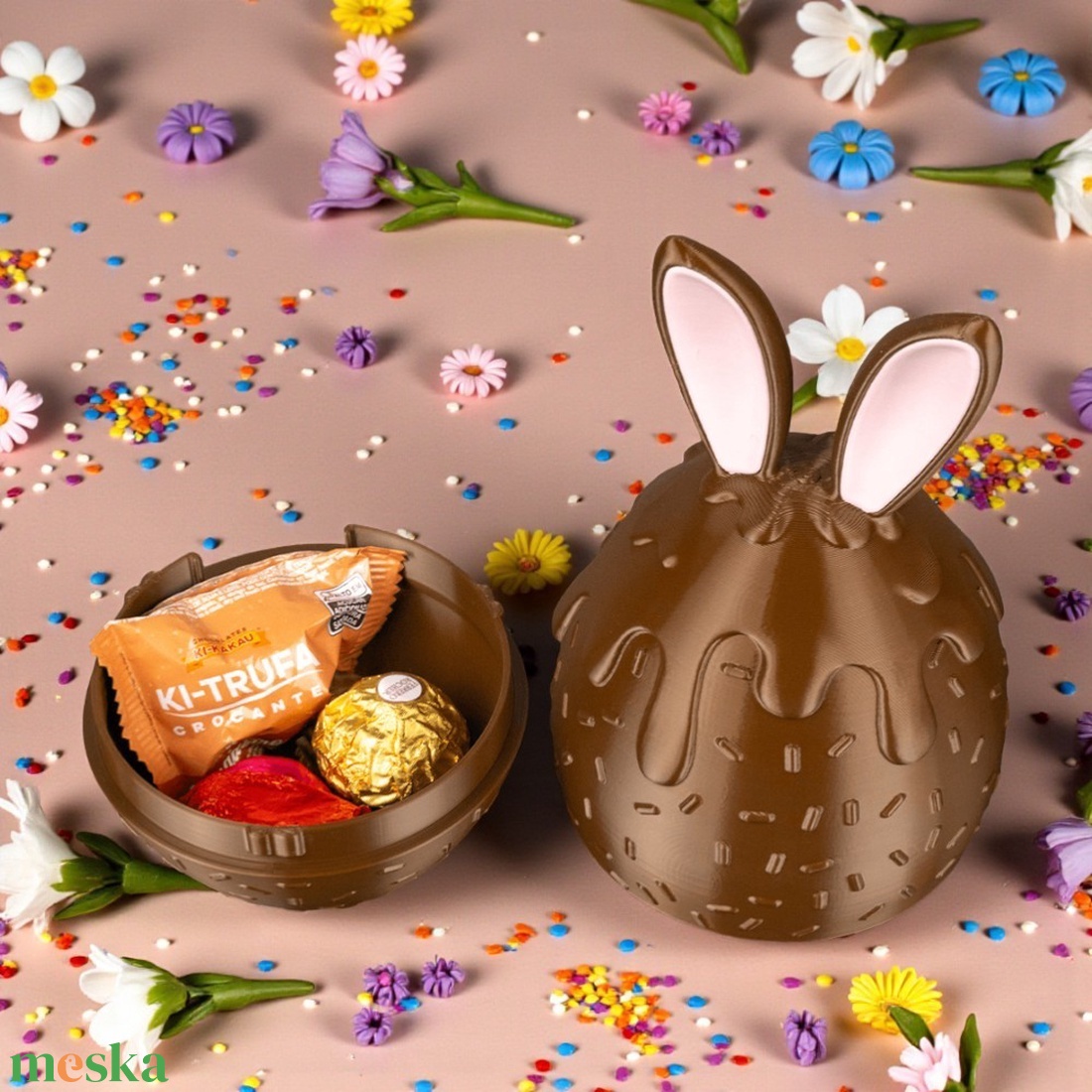 Olvadt csokoládé mintás húsvéti tojás tartó és édességtároló - ünnepi díszek, dekorációk - húsvéti díszek és dekorációk - húsvéti tojástartó - Meska.hu