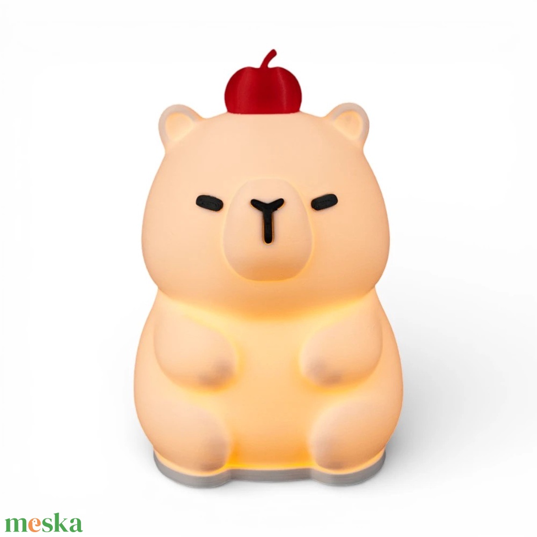 Békés kapibara hangulatlámpa almával a fején - baba - mama - babaszoba dekoráció - éjszakai fény - Meska.hu