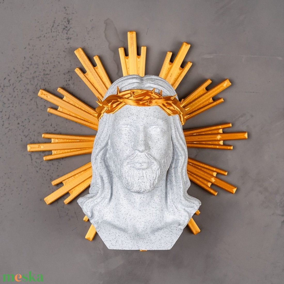 Szent Krisztus falidísz arany dicsfénnyel és töviskoronával � Spirituális otthoni dekoráció - ünnepi díszek, dekorációk - húsvéti díszek és dekorációk - húsvéti asztaldíszek - Meska.hu