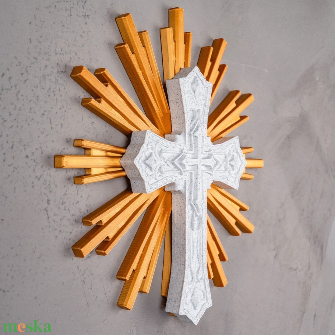 Szent Kereszt asztali és fali dísz arany dicsfénnyel � A remény és a hit állandó szimbóluma - ünnepi díszek, dekorációk - húsvéti díszek és dekorációk - húsvéti asztaldíszek - Meska.hu