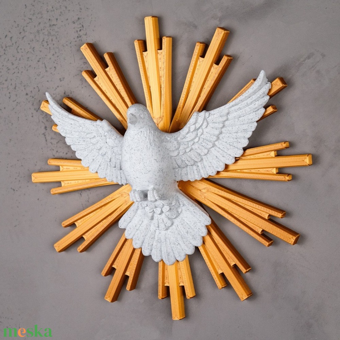 Szentlélek Galamb falidísz arany dicsfénnyel � A béke és az isteni jelenlét szimbóluma - ünnepi díszek, dekorációk - húsvéti díszek és dekorációk - húsvéti asztaldíszek - Meska.hu