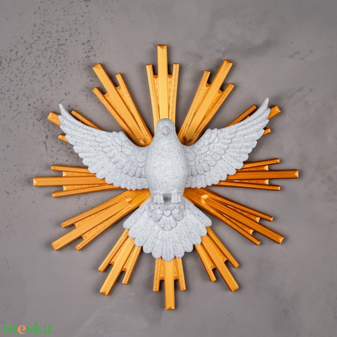 Szentlélek Galamb falidísz arany dicsfénnyel � A béke és az isteni jelenlét szimbóluma - ünnepi díszek, dekorációk - húsvéti díszek és dekorációk - húsvéti asztaldíszek - Meska.hu