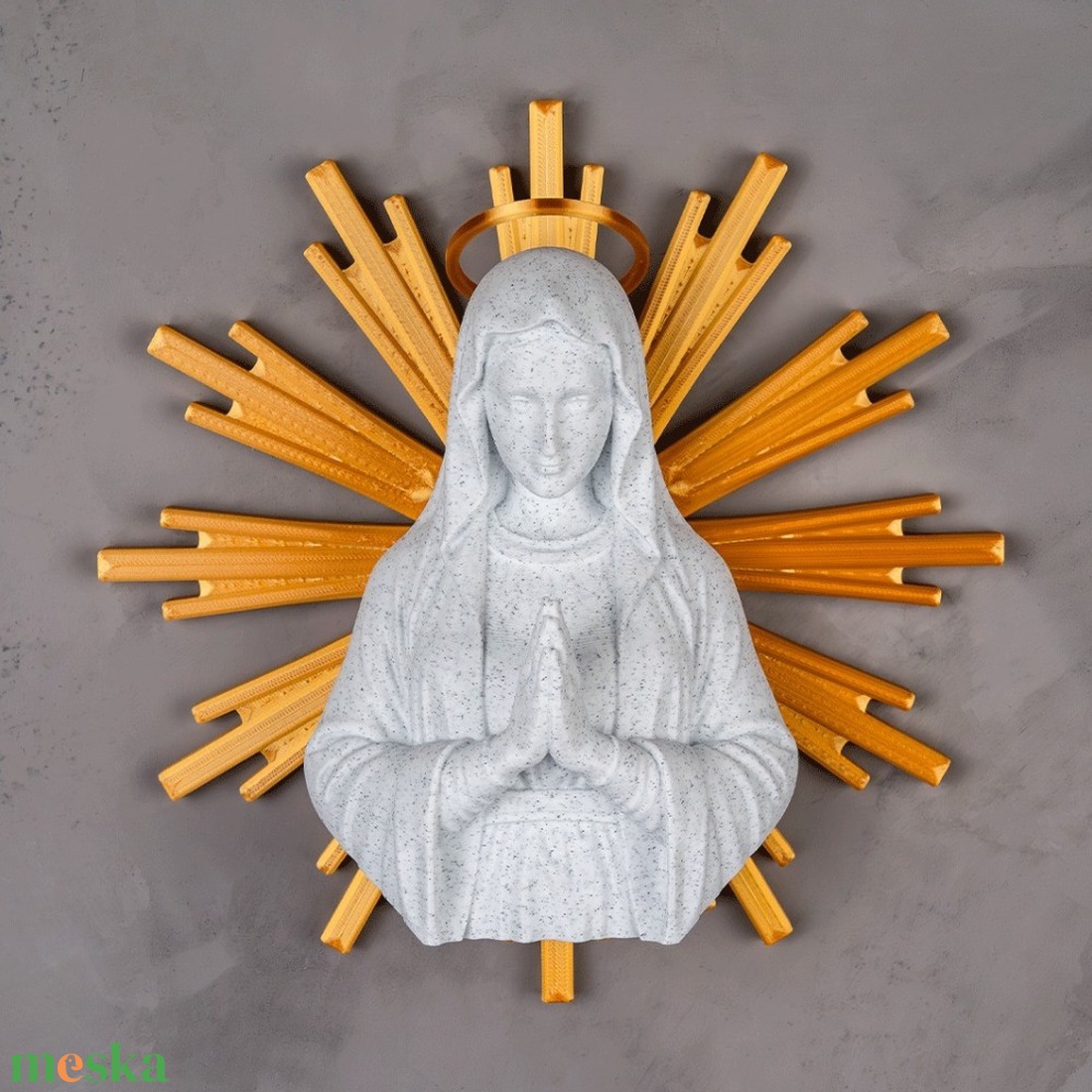 Szűz Mária falidísz arany dicsfénnyel � A kegyelem és az anyai oltalom szimbóluma - ünnepi díszek, dekorációk - húsvéti díszek és dekorációk - húsvéti asztaldíszek - Meska.hu