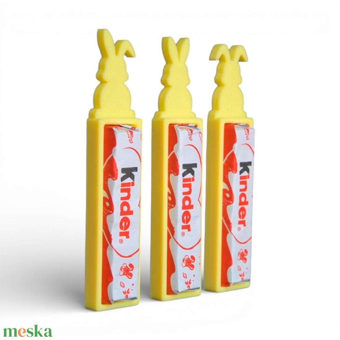 Húsvéti nyuszis Kinder csokoládé és tartó apró figyelmesség - Sárga - ünnepi díszek, dekorációk - húsvéti díszek és dekorációk - húsvéti tojástartó - Meska.hu