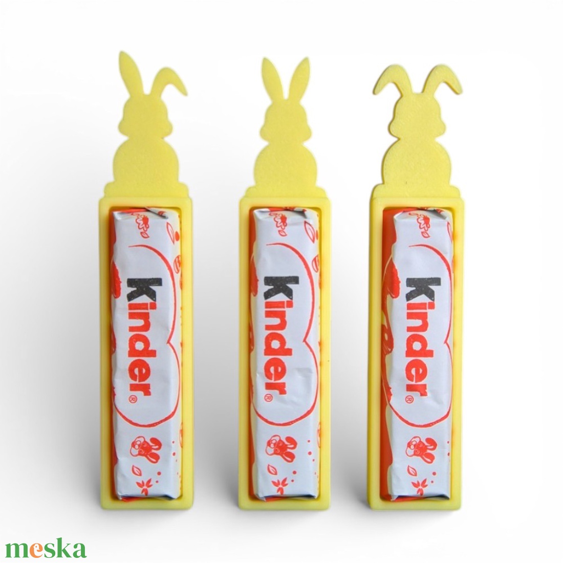 Húsvéti nyuszis Kinder csokoládé és tartó apró figyelmesség - Sárga - ünnepi díszek, dekorációk - húsvéti díszek és dekorációk - húsvéti tojástartó - Meska.hu