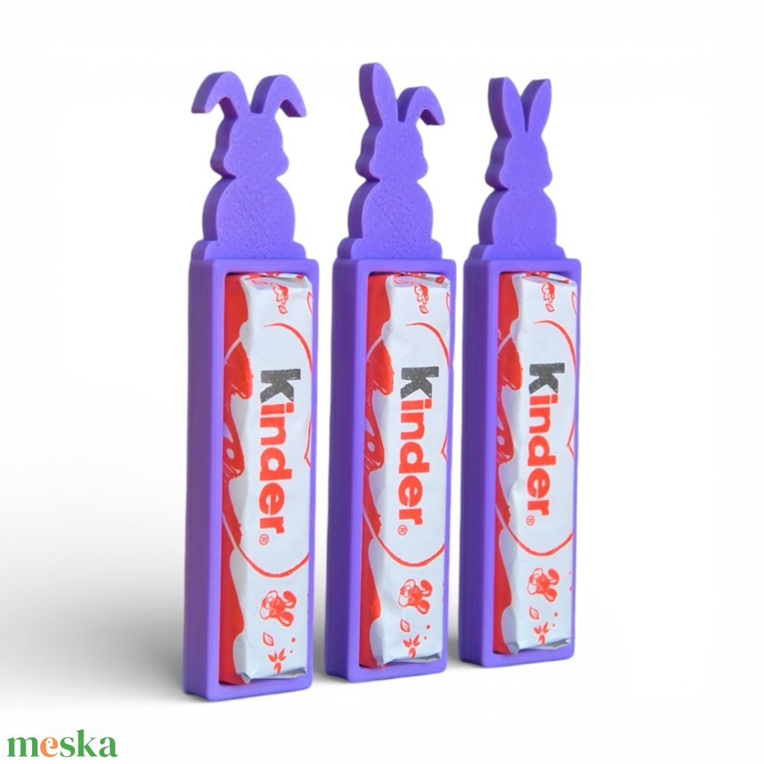 Húsvéti nyuszis Kinder csokoládé és tartó apró figyelmesség - Lila - ünnepi díszek, dekorációk - húsvéti díszek és dekorációk - húsvéti tojástartó - Meska.hu