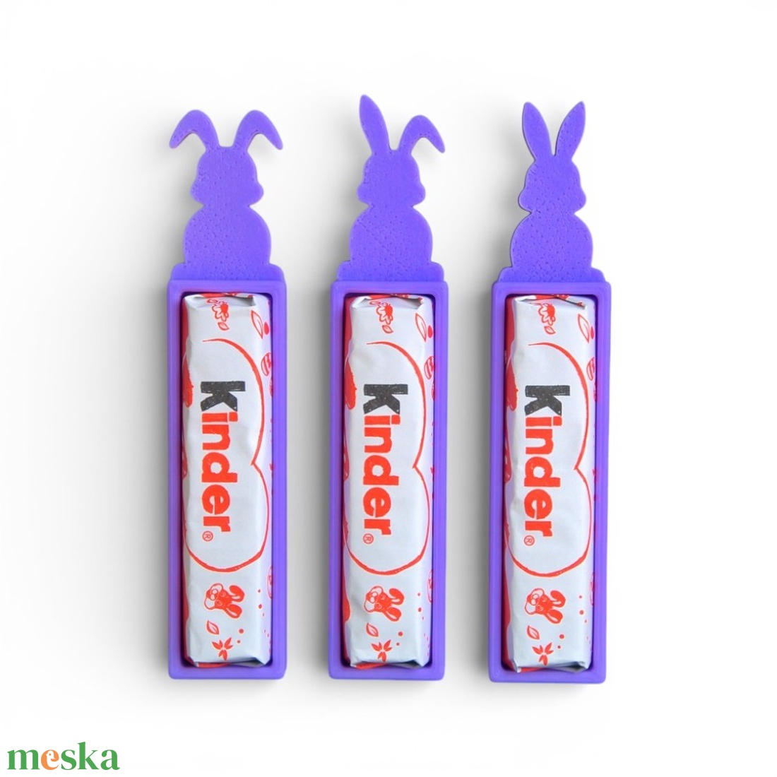Húsvéti nyuszis Kinder csokoládé és tartó apró figyelmesség - Lila - ünnepi díszek, dekorációk - húsvéti díszek és dekorációk - húsvéti tojástartó - Meska.hu