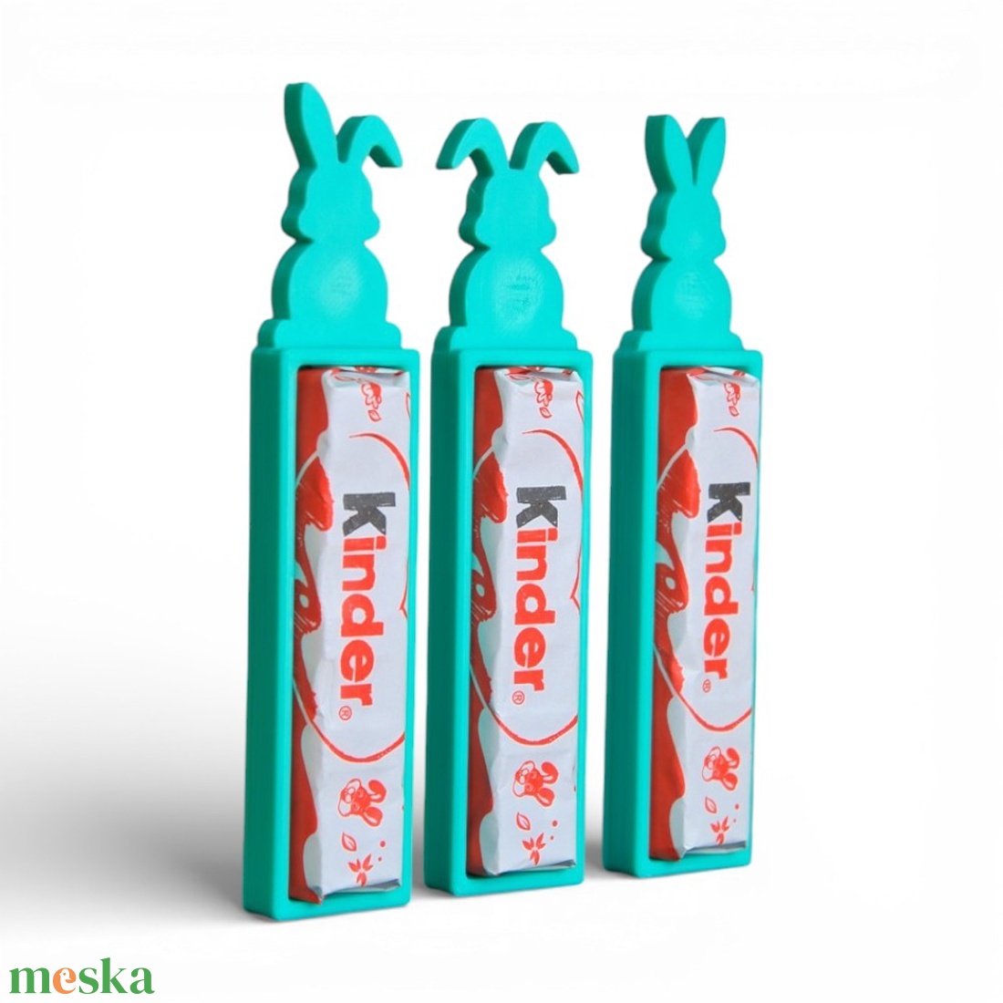 Húsvéti nyuszis Kinder csokoládé és tartó apró figyelmesség - Zöld - ünnepi díszek, dekorációk - húsvéti díszek és dekorációk - húsvéti tojástartó - Meska.hu