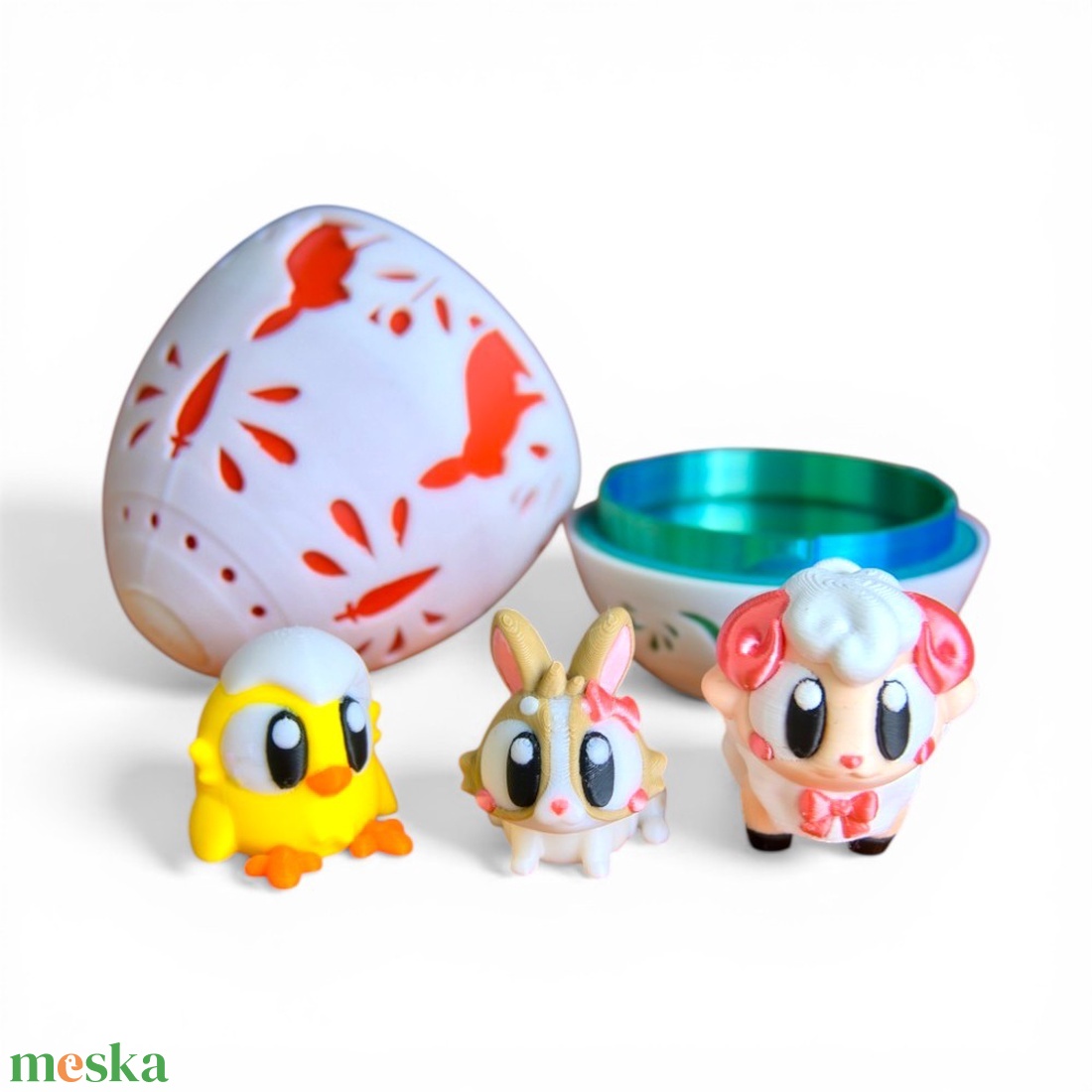 Elegáns tavaszi motívumos nyitható tároló tojás gyerekeknek és felnőtteknek - ünnepi díszek, dekorációk - húsvéti díszek és dekorációk - húsvéti asztaldíszek - Meska.hu