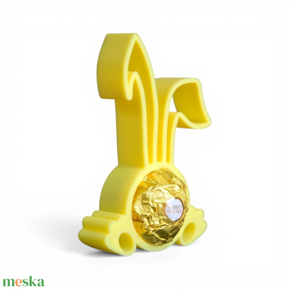 Húsvéti nyuszifüles Ferrero Rocher tartó apró figyelmesség tavaszi színekben - Sárga - ünnepi díszek, dekorációk - húsvéti díszek és dekorációk - húsvéti tojástartó - Meska.hu