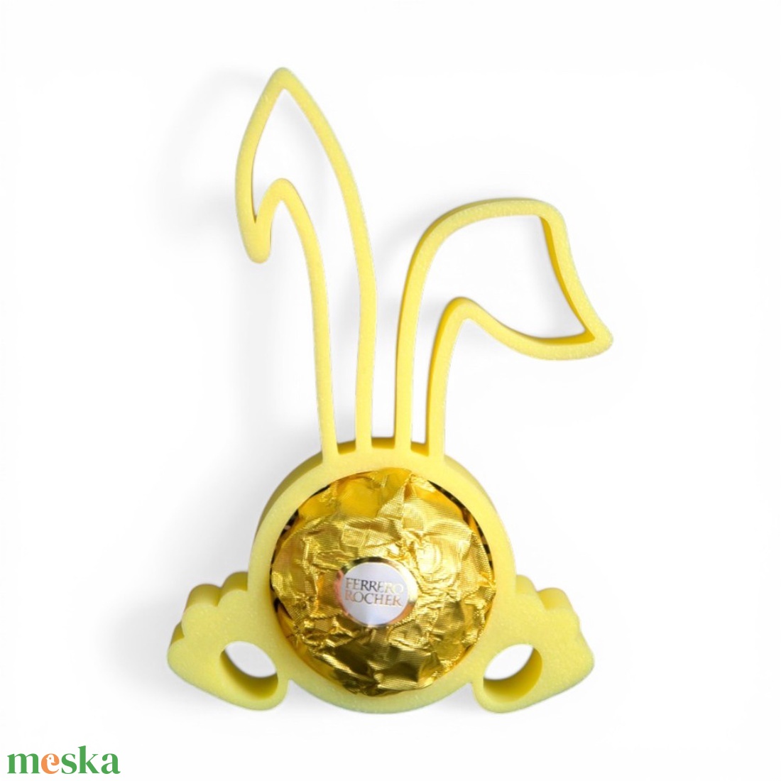 Húsvéti nyuszifüles Ferrero Rocher tartó apró figyelmesség tavaszi színekben - Sárga - ünnepi díszek, dekorációk - húsvéti díszek és dekorációk - húsvéti tojástartó - Meska.hu