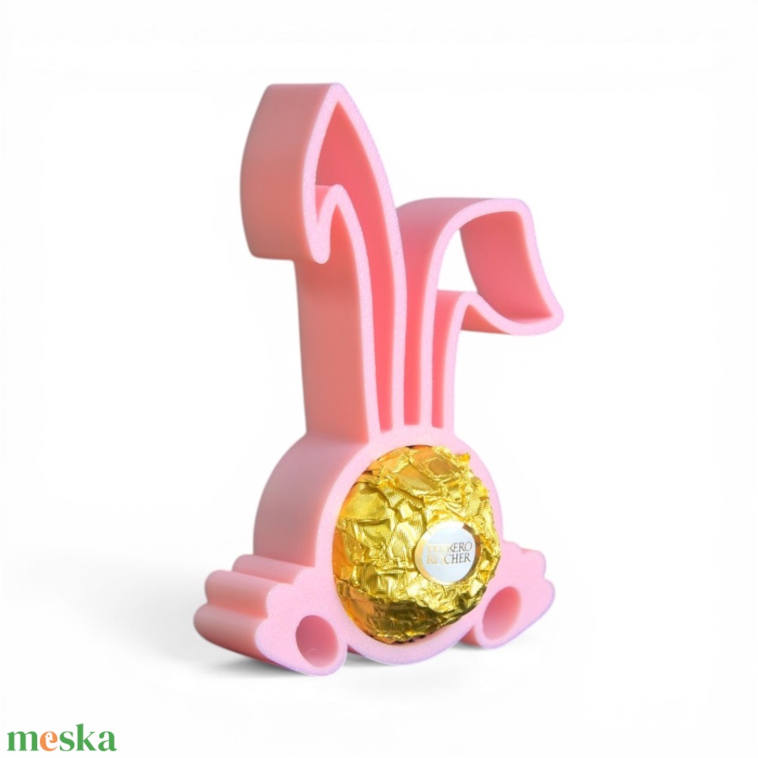 Húsvéti nyuszifüles Ferrero Rocher tartó apró figyelmesség tavaszi színekben - Rózsaszín - ünnepi díszek, dekorációk - húsvéti díszek és dekorációk - húsvéti tojástartó - Meska.hu