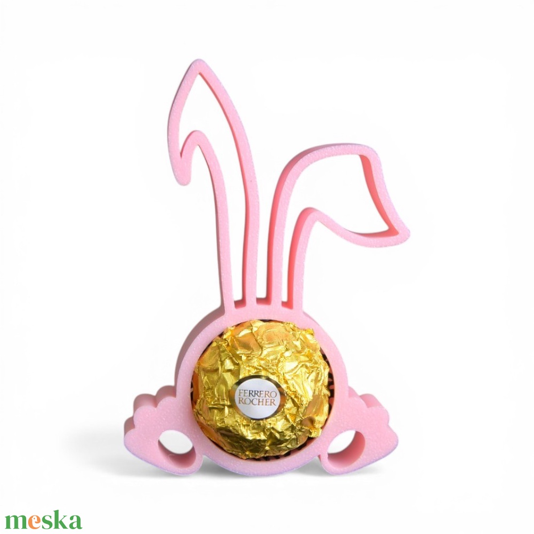 Húsvéti nyuszifüles Ferrero Rocher tartó apró figyelmesség tavaszi színekben - Rózsaszín - ünnepi díszek, dekorációk - húsvéti díszek és dekorációk - húsvéti tojástartó - Meska.hu