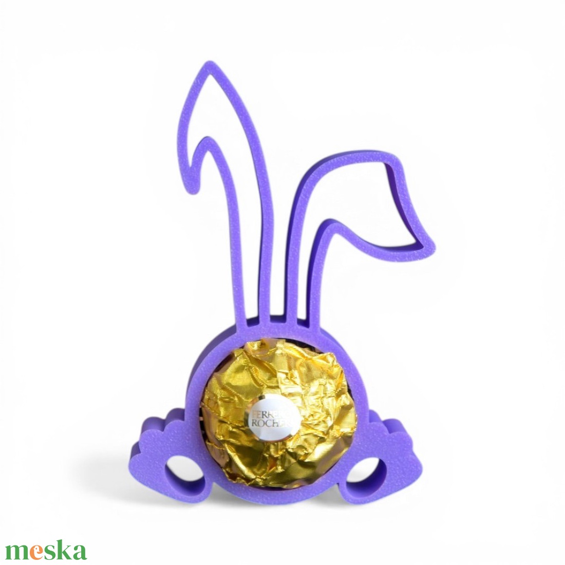 Húsvéti nyuszifüles Ferrero Rocher tartó apró figyelmesség tavaszi színekben - Rózsaszín - ünnepi díszek, dekorációk - húsvéti díszek és dekorációk - húsvéti tojástartó - Meska.hu
