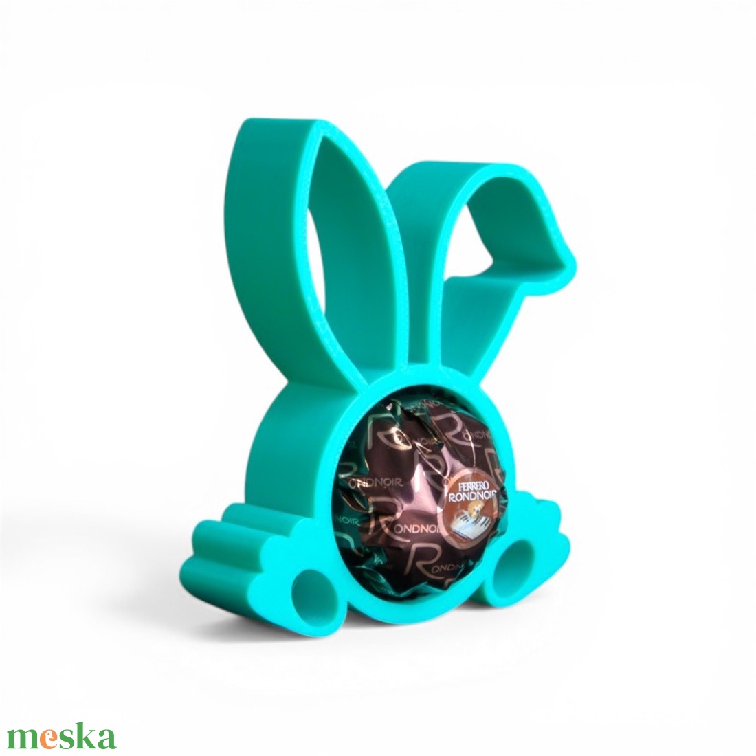 Hajlított fülű nyuszis Ferrero csokoládé tartó apró tavaszi figyelmességként - Zöld - ünnepi díszek, dekorációk - húsvéti díszek és dekorációk - húsvéti tojástartó - Meska.hu