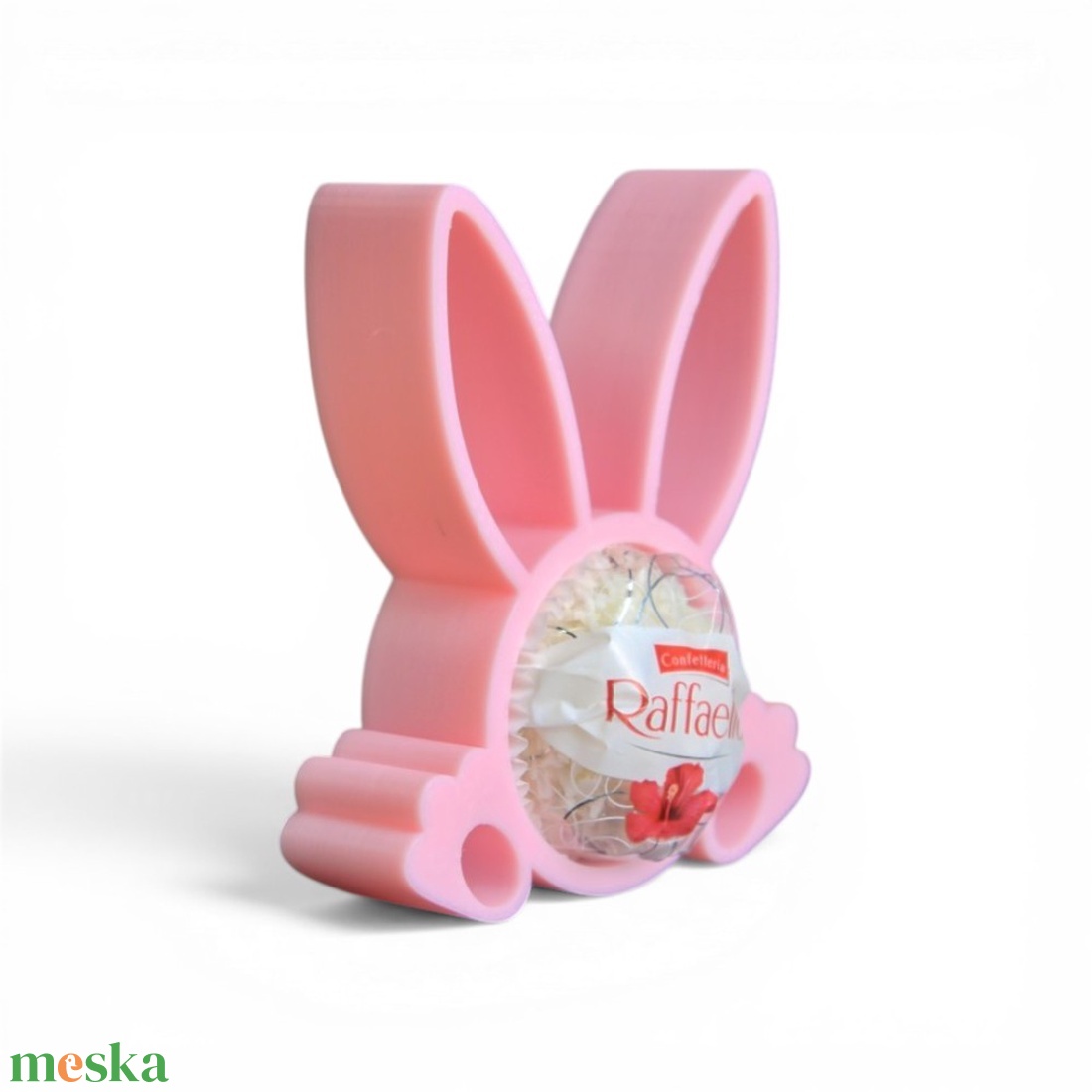 Klasszikus nyuszifüles Raffaello tartó apró tavaszi figyelmességként - Rózsaszín - ünnepi díszek, dekorációk - húsvéti díszek és dekorációk - húsvéti tojástartó - Meska.hu