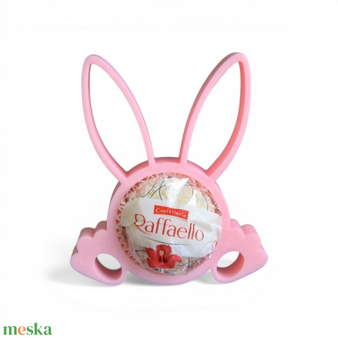 Klasszikus nyuszifüles Raffaello tartó apró tavaszi figyelmességként - Rózsaszín - ünnepi díszek, dekorációk - húsvéti díszek és dekorációk - húsvéti tojástartó - Meska.hu