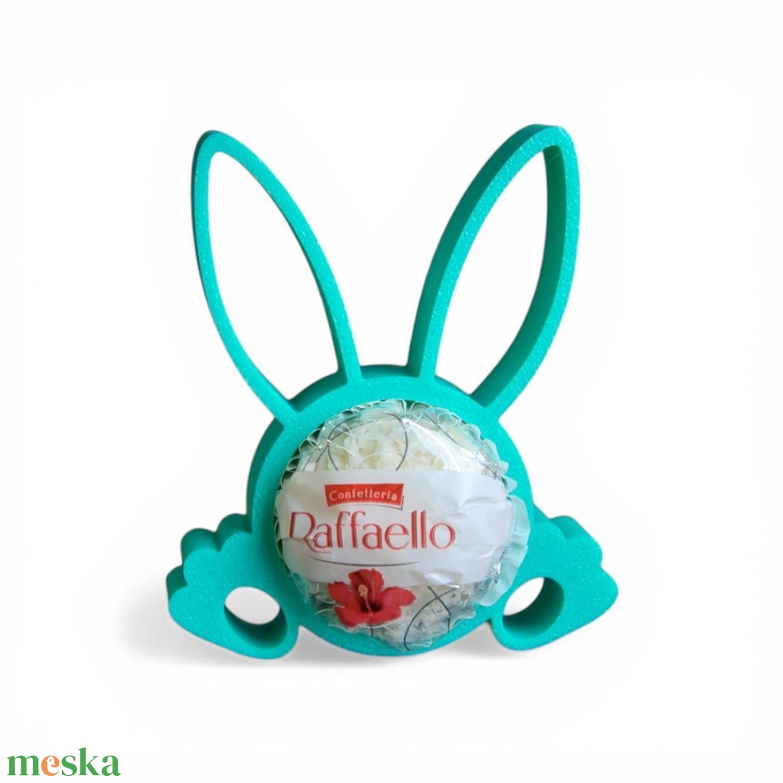 Klasszikus nyuszifüles Raffaello tartó apró tavaszi figyelmességként - Zöld - ünnepi díszek, dekorációk - húsvéti díszek és dekorációk - húsvéti tojástartó - Meska.hu