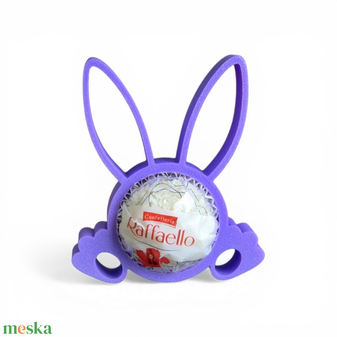 Klasszikus nyuszifüles Raffaello tartó apró tavaszi figyelmességként - Lila - ünnepi díszek, dekorációk - húsvéti díszek és dekorációk - húsvéti tojástartó - Meska.hu