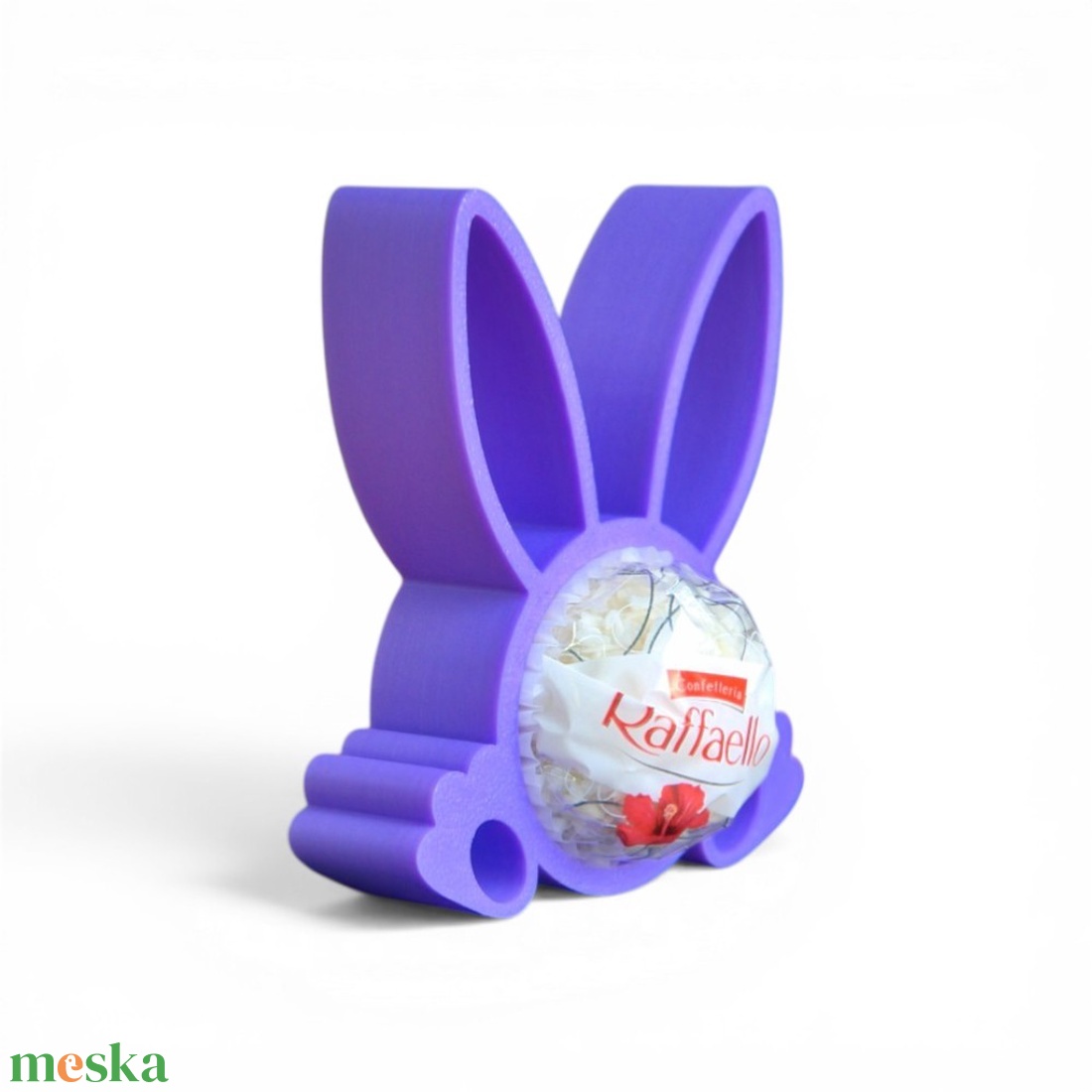 Klasszikus nyuszifüles Raffaello tartó apró tavaszi figyelmességként - Lila - ünnepi díszek, dekorációk - húsvéti díszek és dekorációk - húsvéti tojástartó - Meska.hu